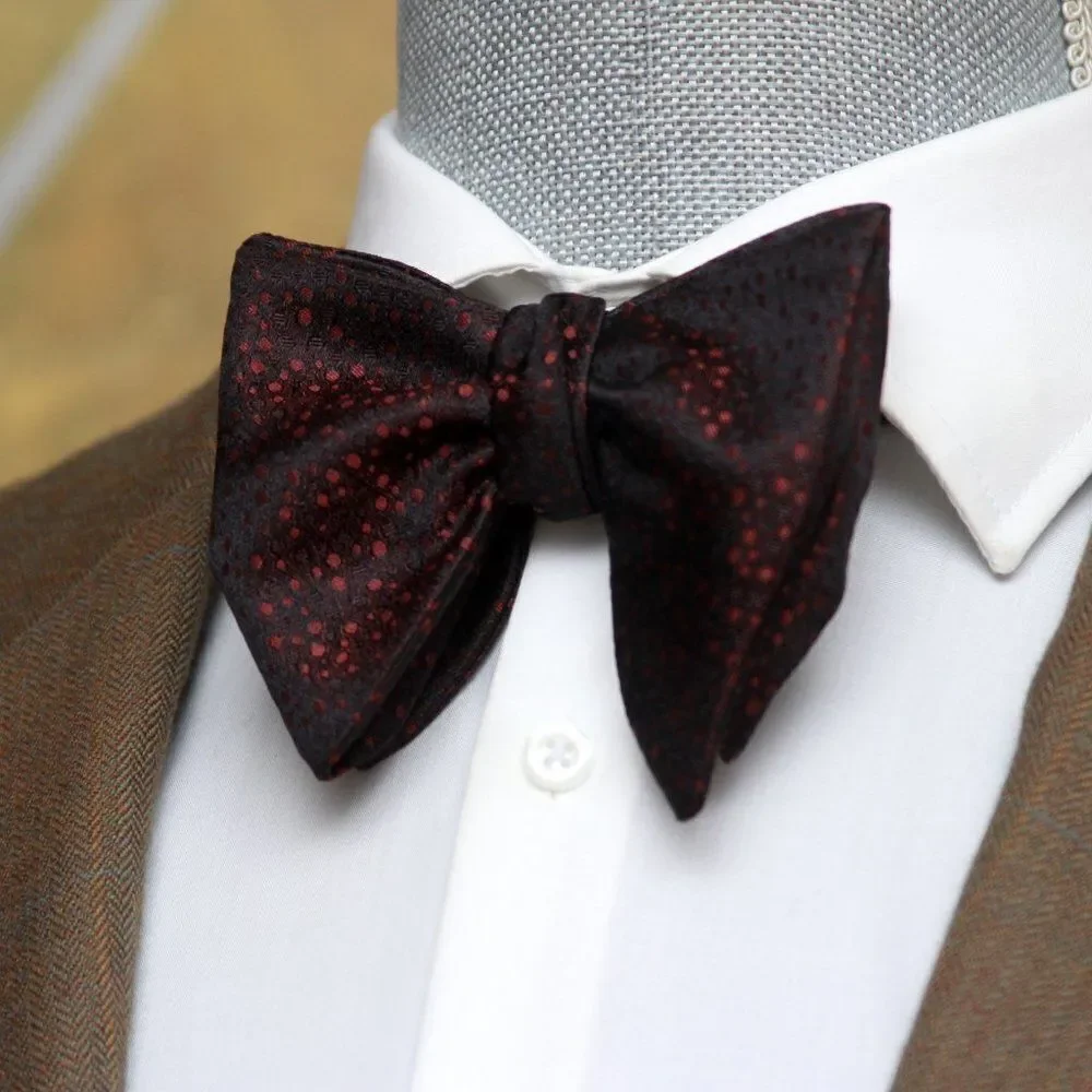 Men's Self-tied Bow‎ Tie Black Silk Bow tie Big Butterfly Bow tie S668